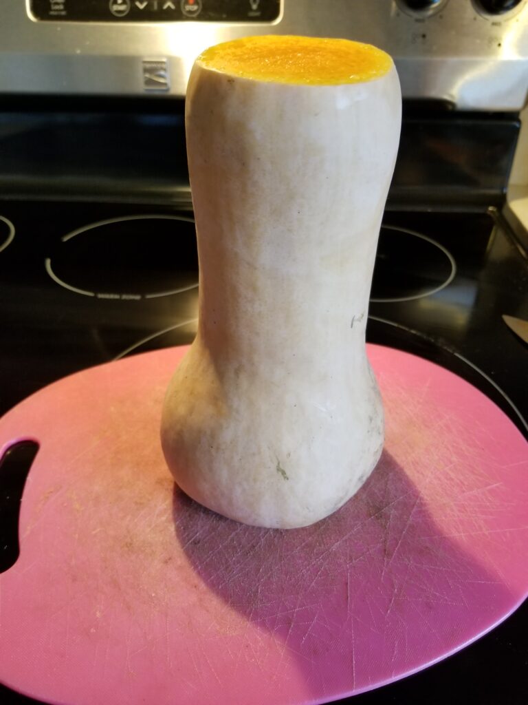 Butternut squash with top and bottom cut off 