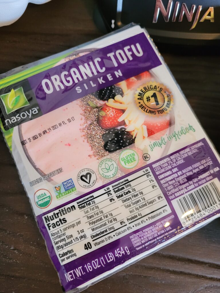 Organic silken tofu from Nasoya.